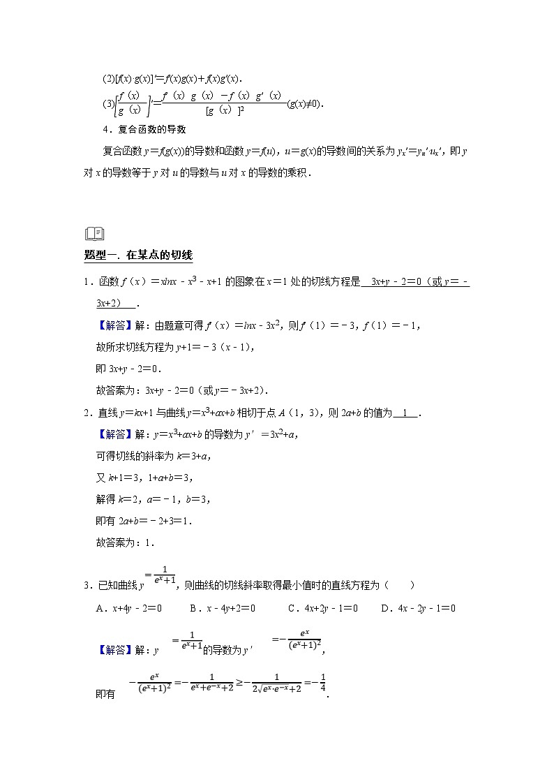(新高考)高考数学一轮复习题型归纳学案专题06导数6.1《导数的几何意义》（解析版）第2页