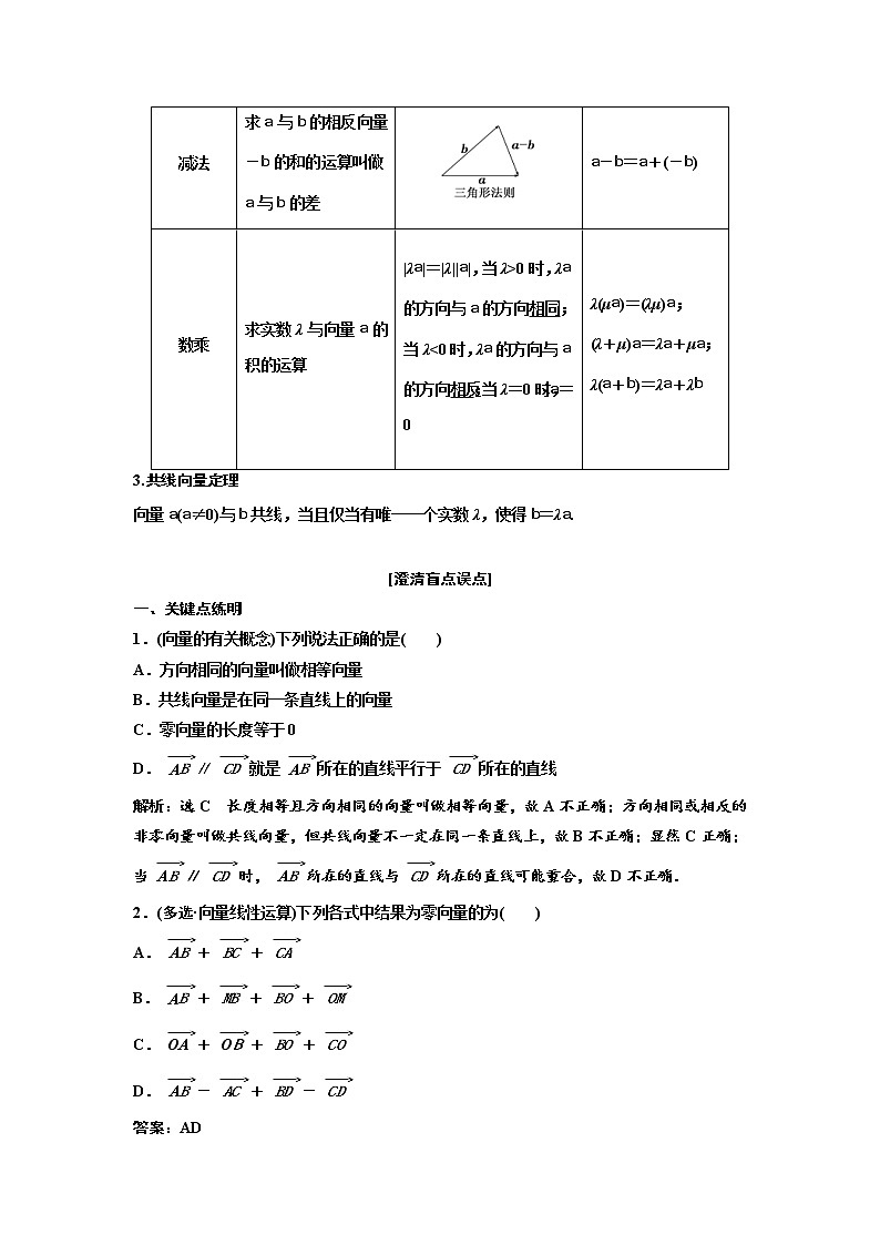 (新高考)高考数学一轮考点复习5.1《平面向量的概念及线性运算》学案 (含详解)02