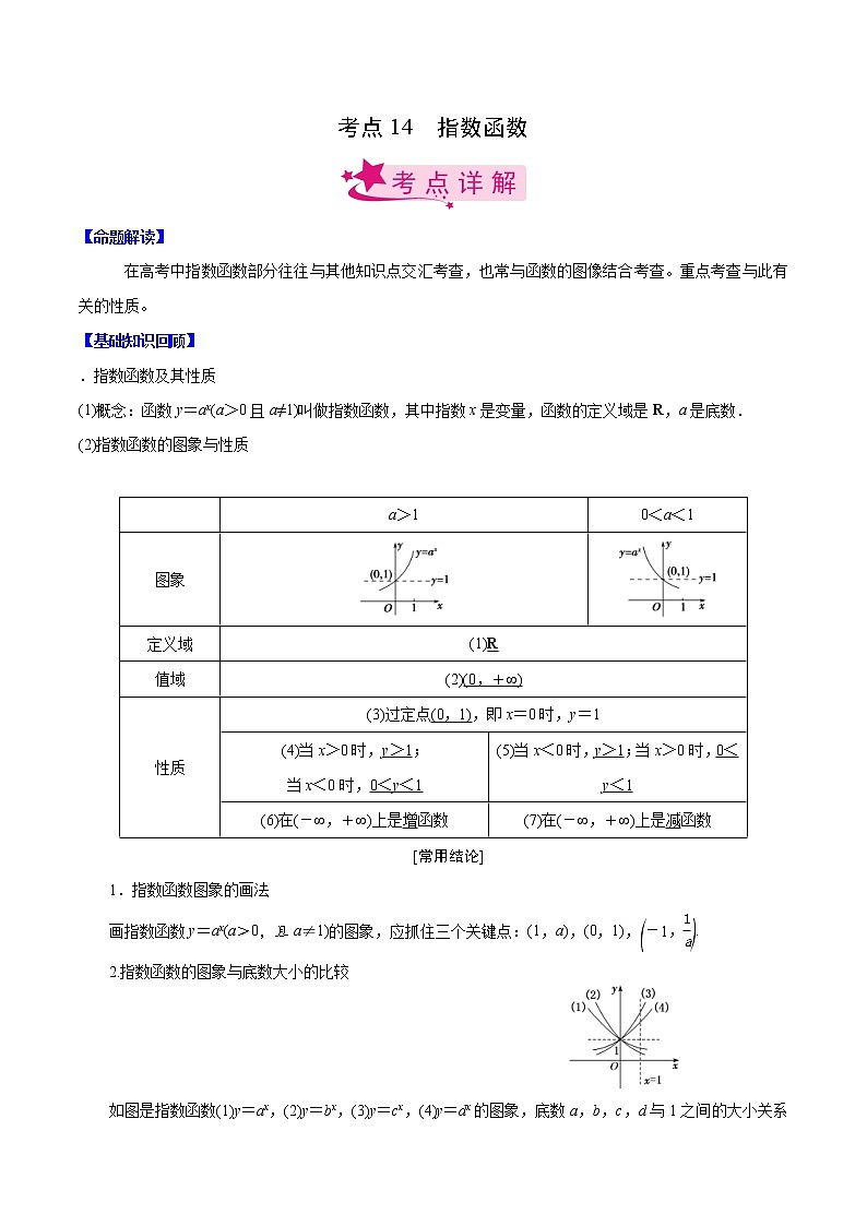 (新高考)高考数学一轮复习考点练习14《指数函数》（解析版）第1页
