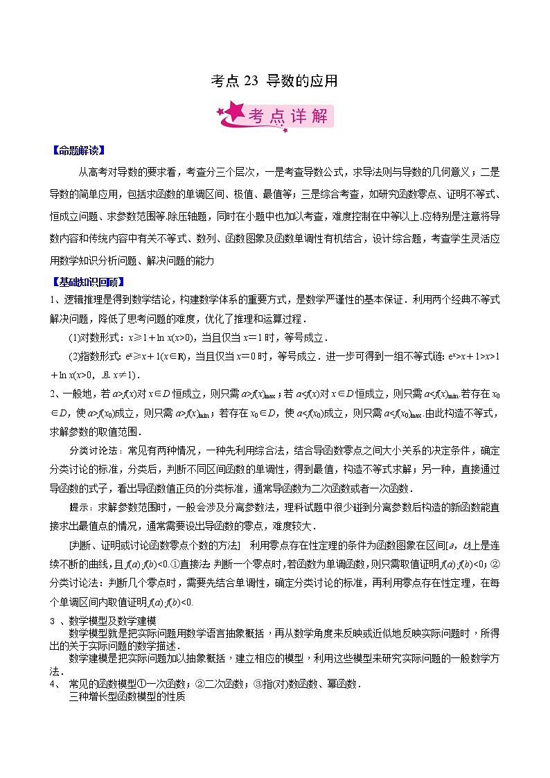 (新高考)高考数学一轮复习考点练习23《导数的应用》（解析版）第1页