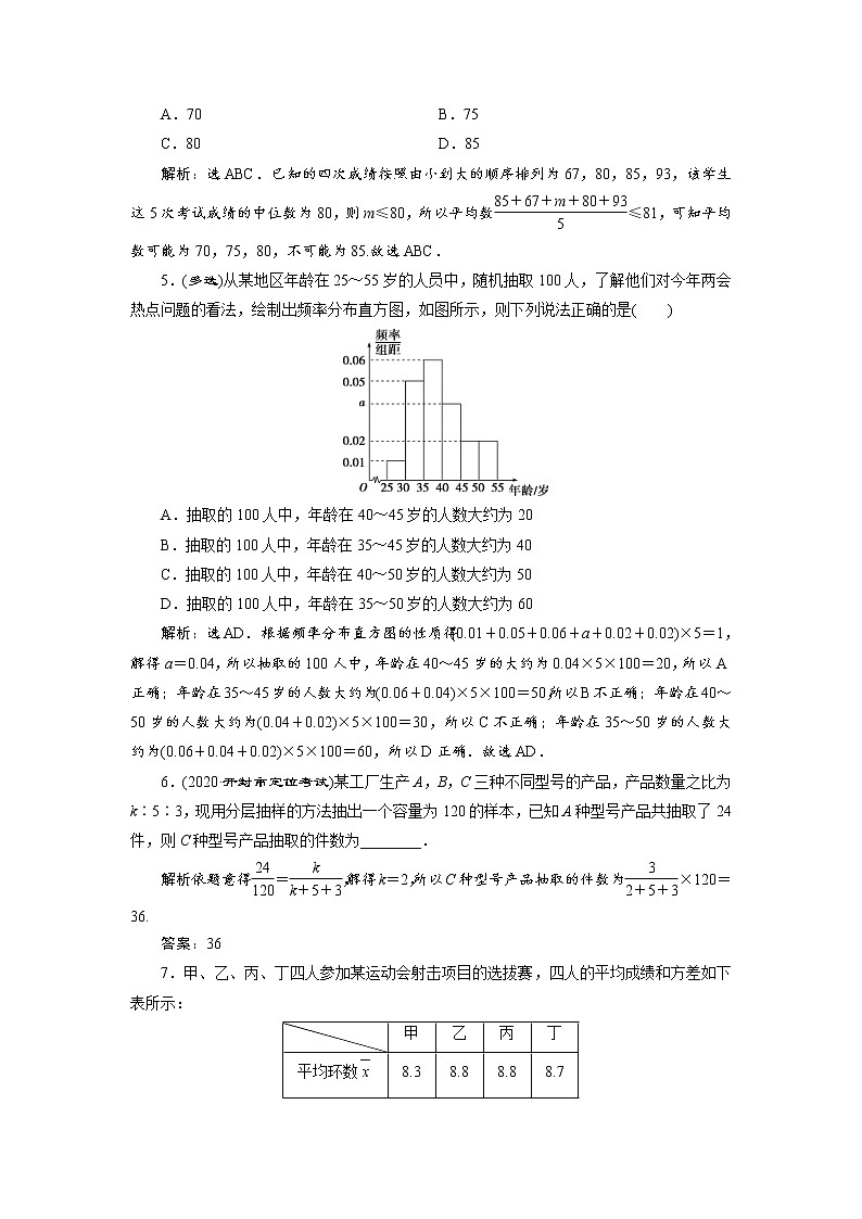 (新高考)高考数学一轮复习分层突破练习11.1《随机抽样、用样本估计总体》(含详解)02
