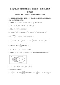湖北省重点高中智学联盟2022-2023学年高一数学上学期10月联考试题（Word版附答案）
