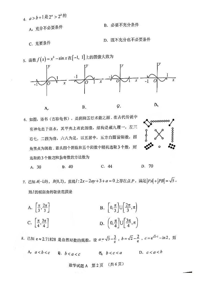 2021届广东省广州市普通高中高三综合测试（一）（一模）数学试题（含官方正式答案  pdf版）第2页