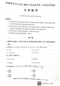 2021维吾尔自治区高三下学期普通高考第一次适应性检测文科数学试卷扫描版含答案