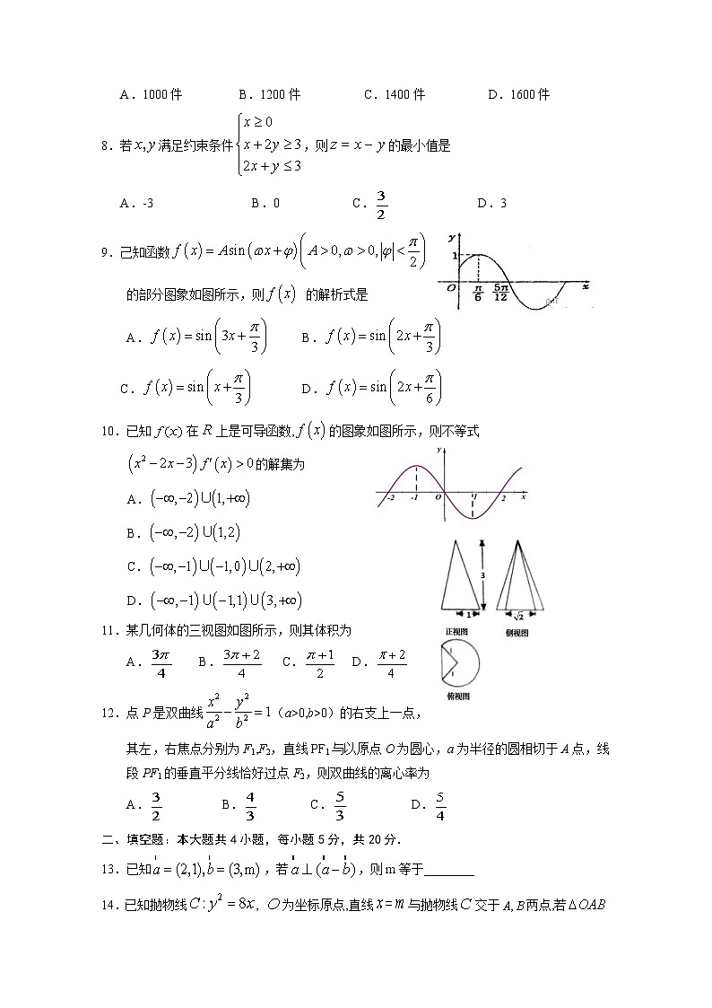 2020通辽奈曼旗实验中学高三下学期模拟考试数学（文）试题含答案第2页