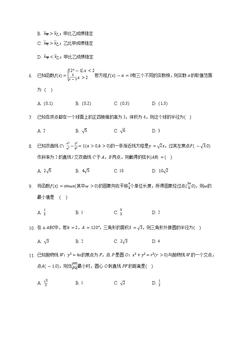 2020内江六中高三强化训练（一）数学（理）试题含答案第2页
