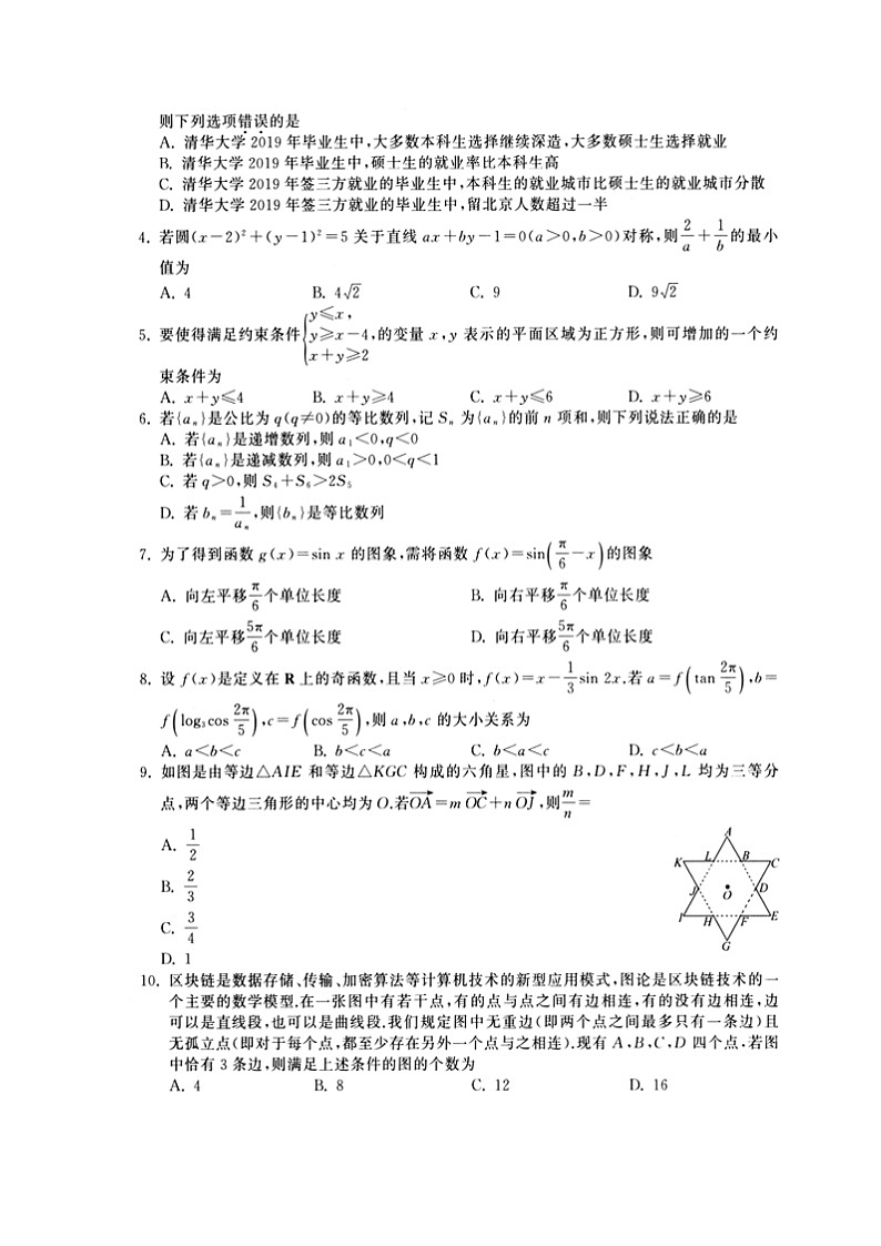 2020静宁县一中高三第四次模拟考试数学（理）试题扫描版含答案02