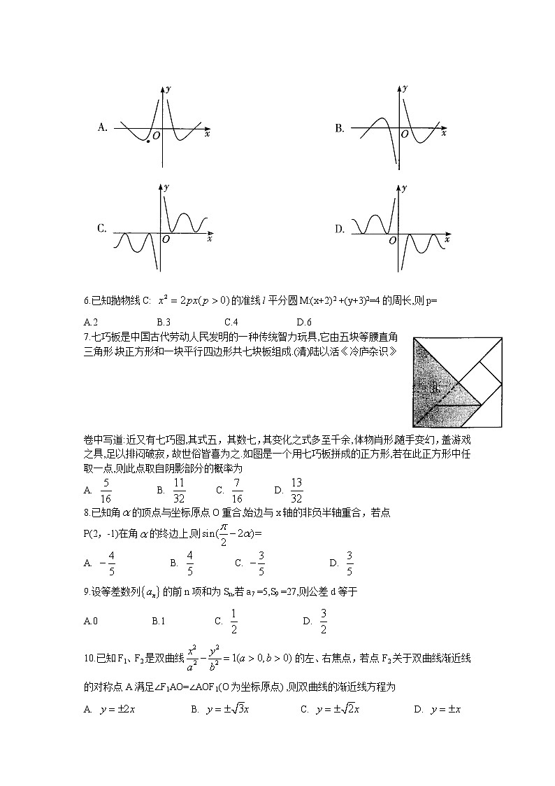 湖北省武汉市2020届高三毕业生六月供题（二）文科数学试题Word版第2页