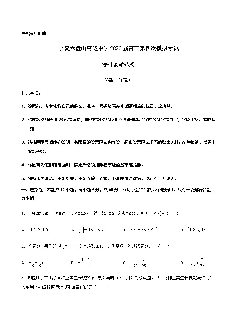 2020宁夏六盘山高级中学高三第四次模拟测试数学（理）试题含答案01