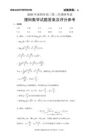 2020深圳高三年级第二次调研考试数学（理）试题扫描版含答案