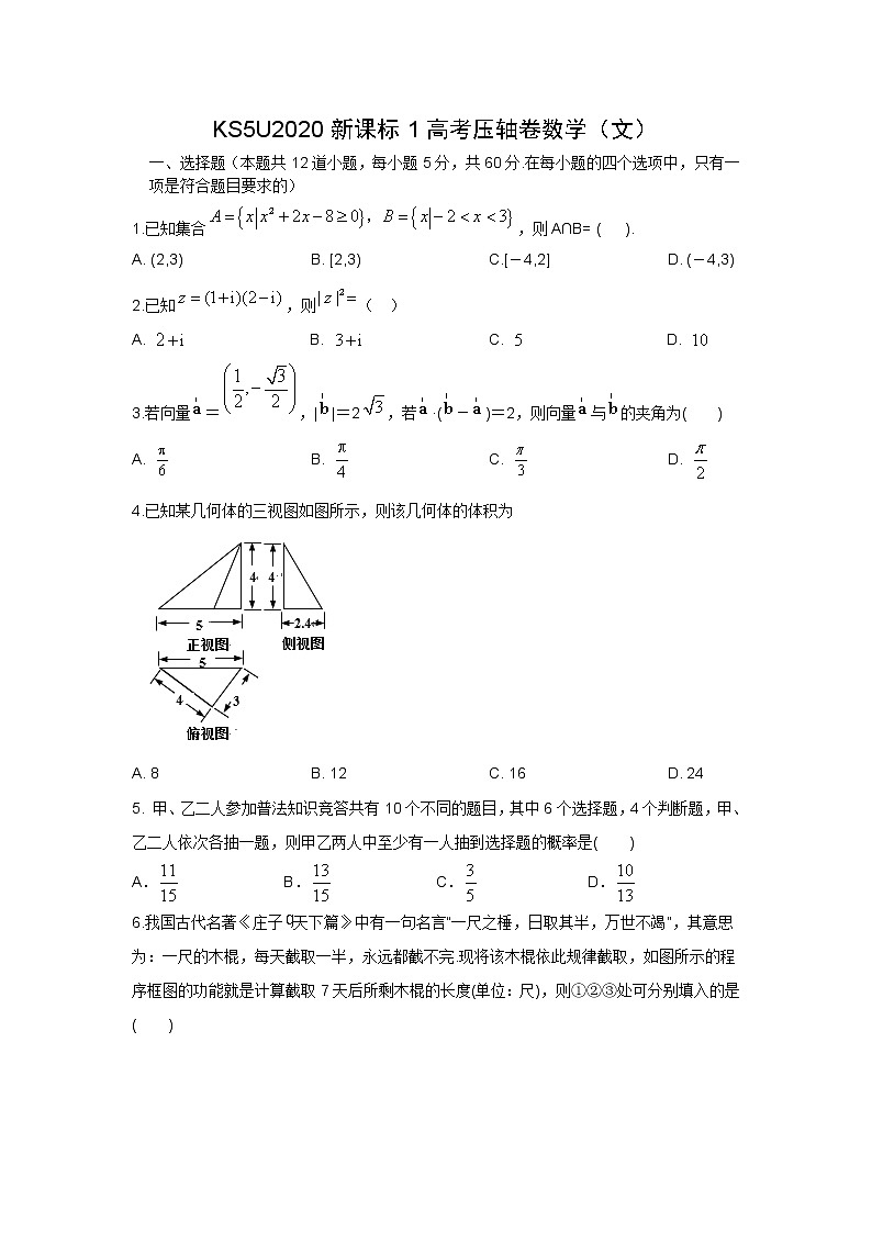 2020KS5U全国卷Ⅰ高考压轴卷数学（文）含解析第1页