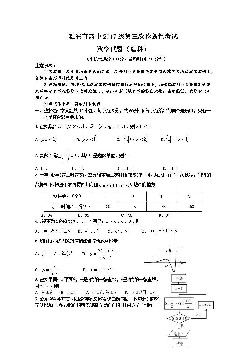 2020雅安高中高三第三次诊断数学（理）试题含答案第1页