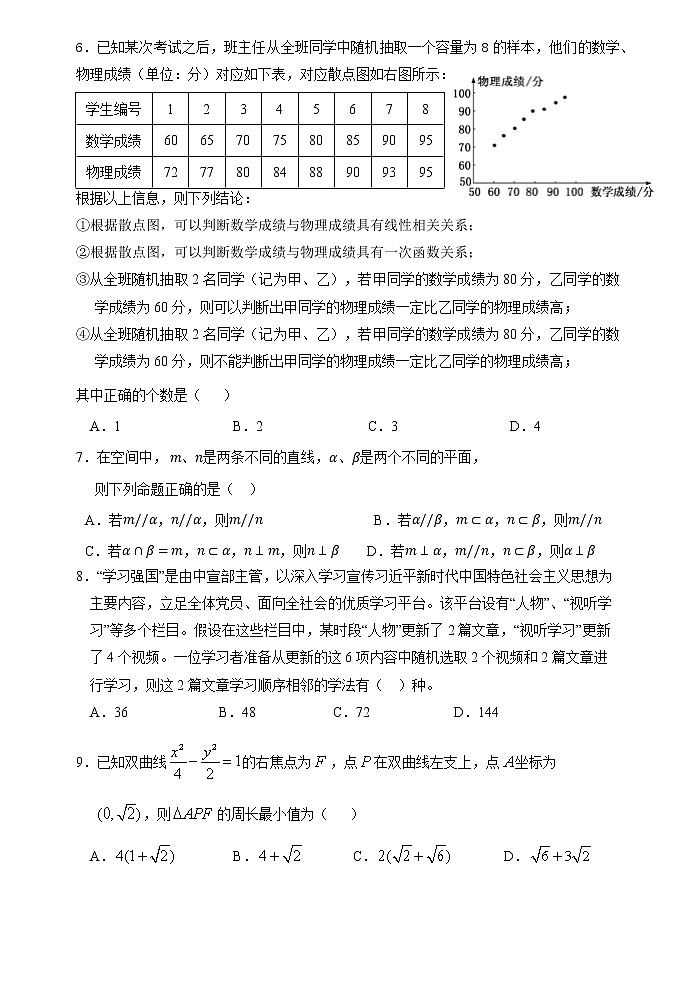 惠州市2020届高三模拟考试 理科数学 试题第2页
