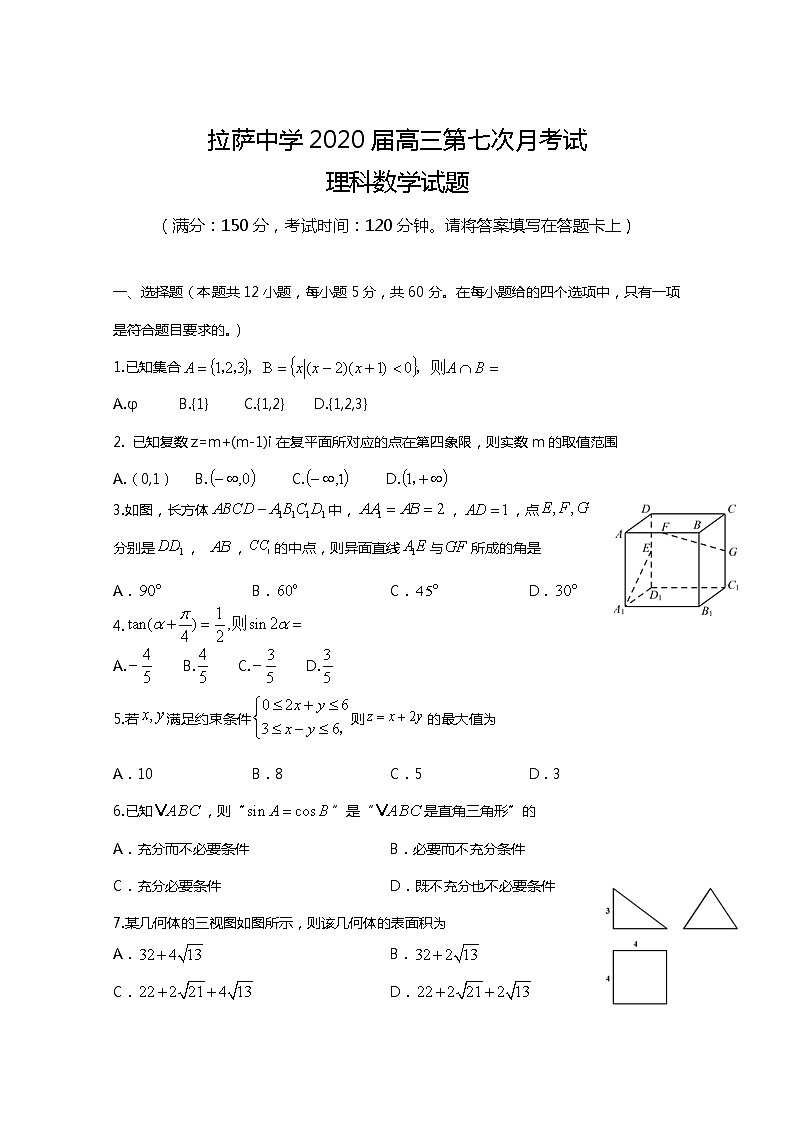 2020拉萨中学高三第七次月考数学（理）试题含答案01