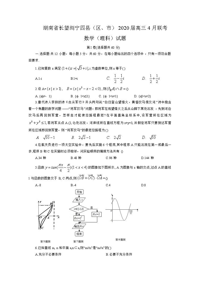 2020湖南省长望浏宁四县（区、市）高三4月联考数学（理科）试题含答案第1页