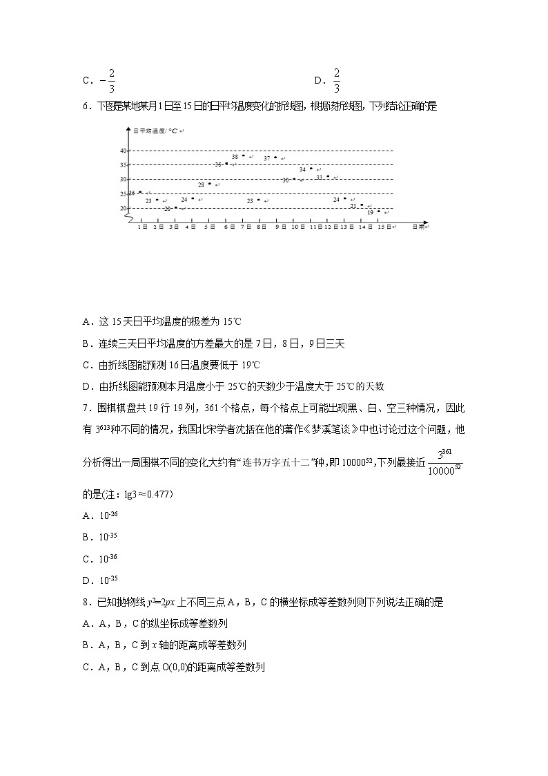 2020潍坊一中高三下学期3月测试数学试题含答案第2页