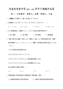 2021河南省实验中学高二下学期期中考试数学（文）含答案