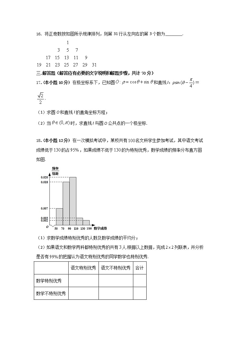 2021长春实验中学高二下学期阶段考试数学（文）试卷含答案03