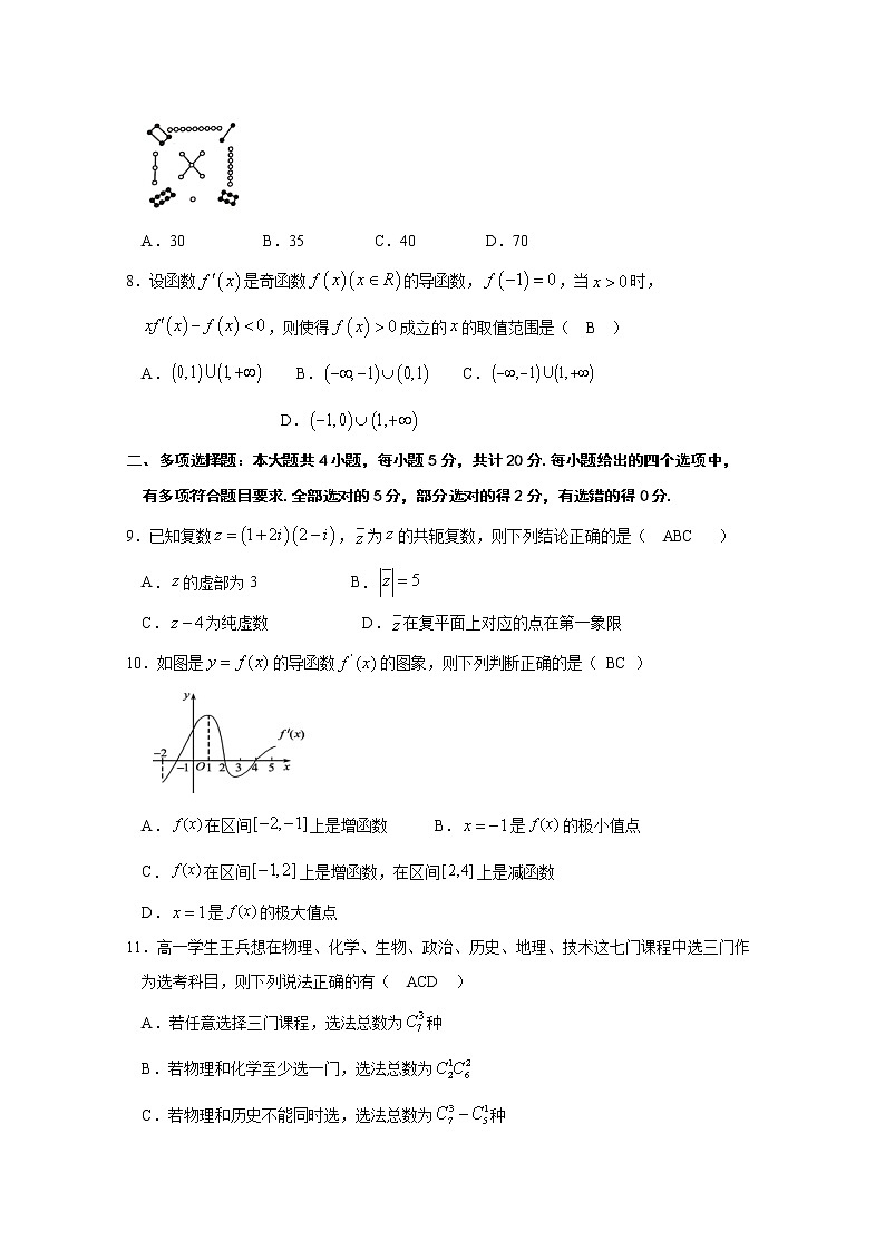 江苏省淮安市涟水县第一中学2020-2021学年高二下学期第一次阶段检测数学参考答案第2页
