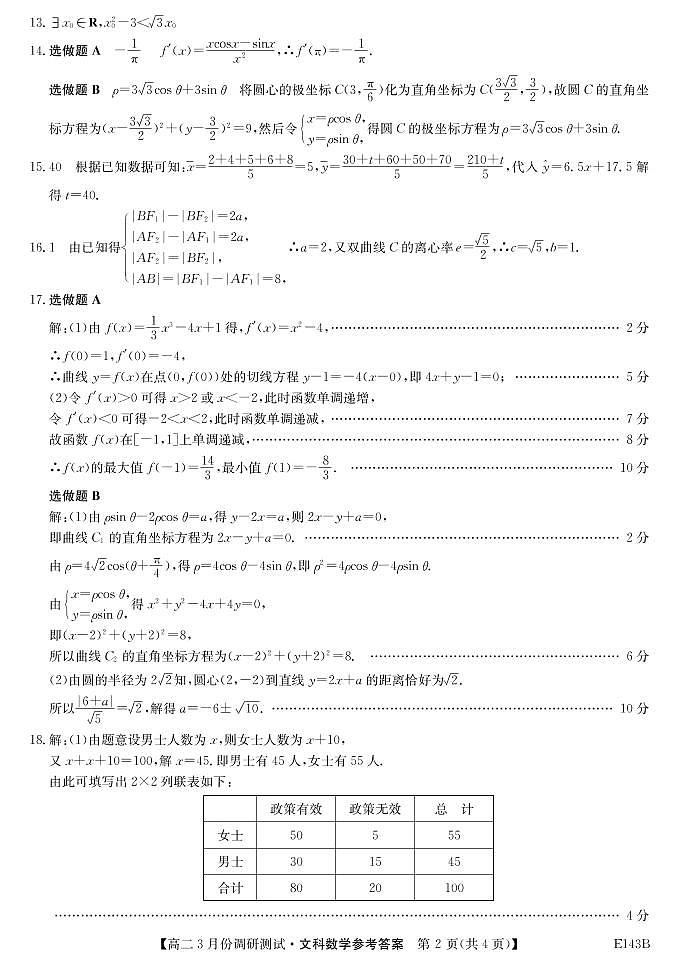 2021运城高中联合体高二下学期3月调研测试文科数学试题PDF版含答案02