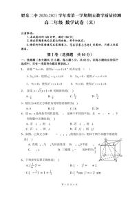 2021肥东县二中高二上学期期末考试数学（文）试题PDF版含答案