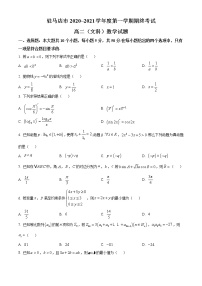 2021驻马店高二上学期期终考试数学（文）试题含答案