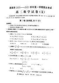 2021洛阳高二上学期期末考试数学试卷（文）扫描版含答案
