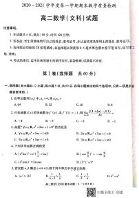 2021咸阳高二上学期期末文科数学试题扫描版含答案