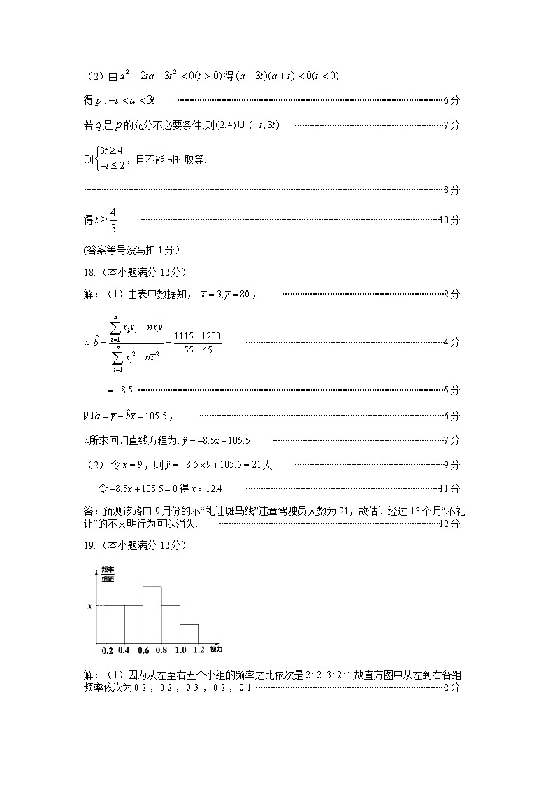 宁德市2020-2021学年度第一学期期末高二质量检测数学试卷 答案第2页