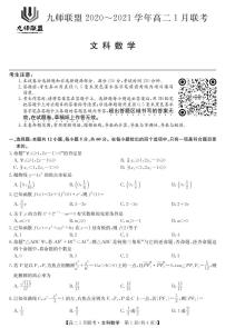 2021河南省九师联盟高二上学期1月联考试题数学（文）PDF版含答案