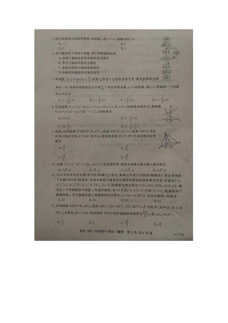 2021山西名校高二上学期期中考试数学试题图片版含答案02