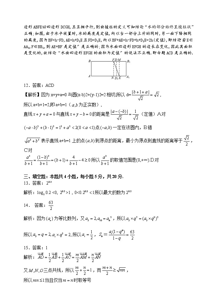 2020岳阳县一中高二下学期期中考试数学试题（可编辑）PDF版含答案03