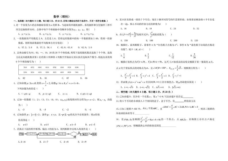 2020赣州会昌县会昌中学高二下学期开学考试数学（理）试题PDF版缺答案01