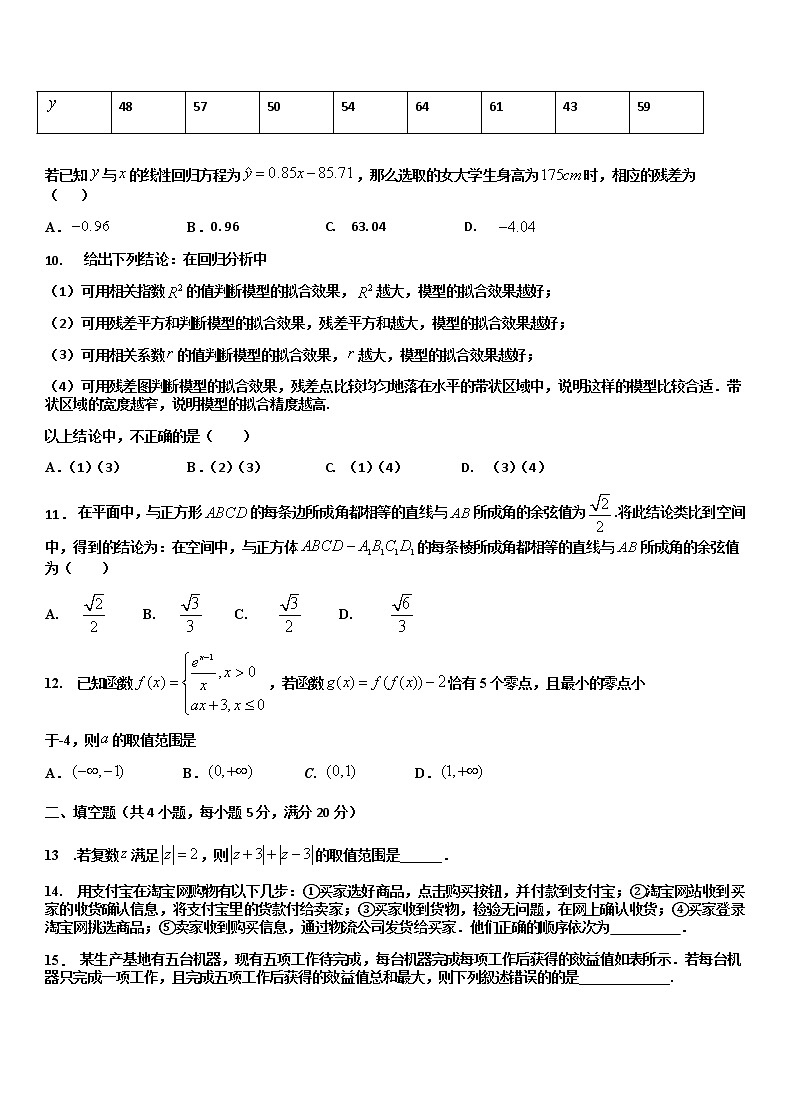 2020平顶山一中高二下学期开学考试数学（文）试题含答案03