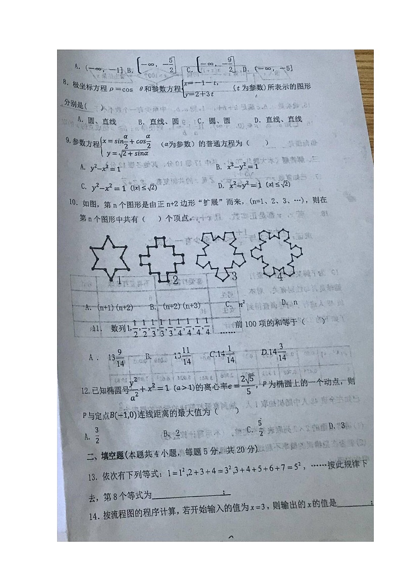 2020息县一中高二下学期网课检测数学（文）试题扫描版含答案第2页