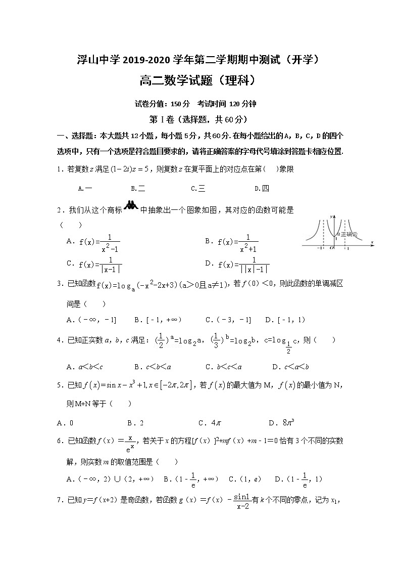 2020枞阳县浮山中学高二下学期开学考试数学（理）试题含答案第1页