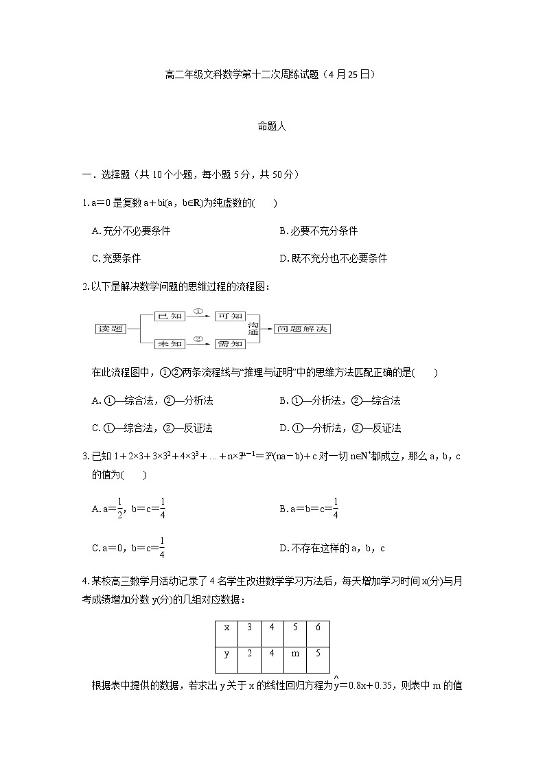 2020洛阳一中高二下学期周练（4.25）数学（文）试题含答案第1页
