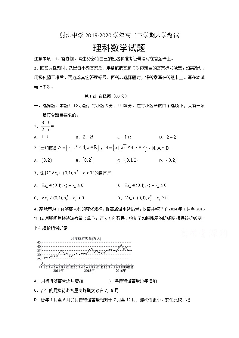 2020遂宁射洪中学高二下学期入学考试数学（理）试题含答案第1页