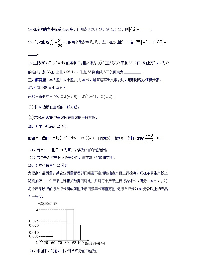 2020广安广安中学高二上学期第四次月考数学（理）试题含答案第3页