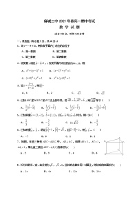 2021黄冈麻城麻城二中高一下学期期中考试数学试题含答案