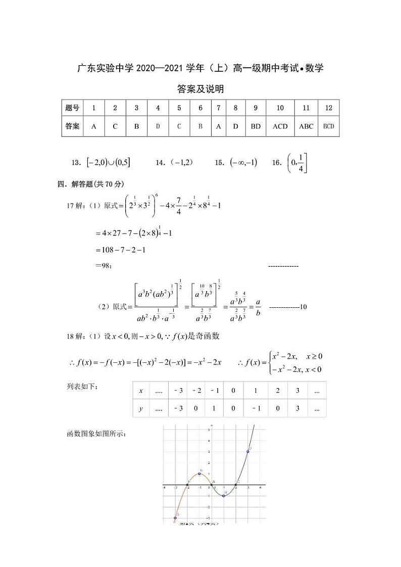 2020级高一上期中考试题（答案(1)第1页