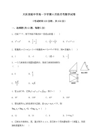 2020大庆实验中学高一6月月考（期中）数学试题含答案