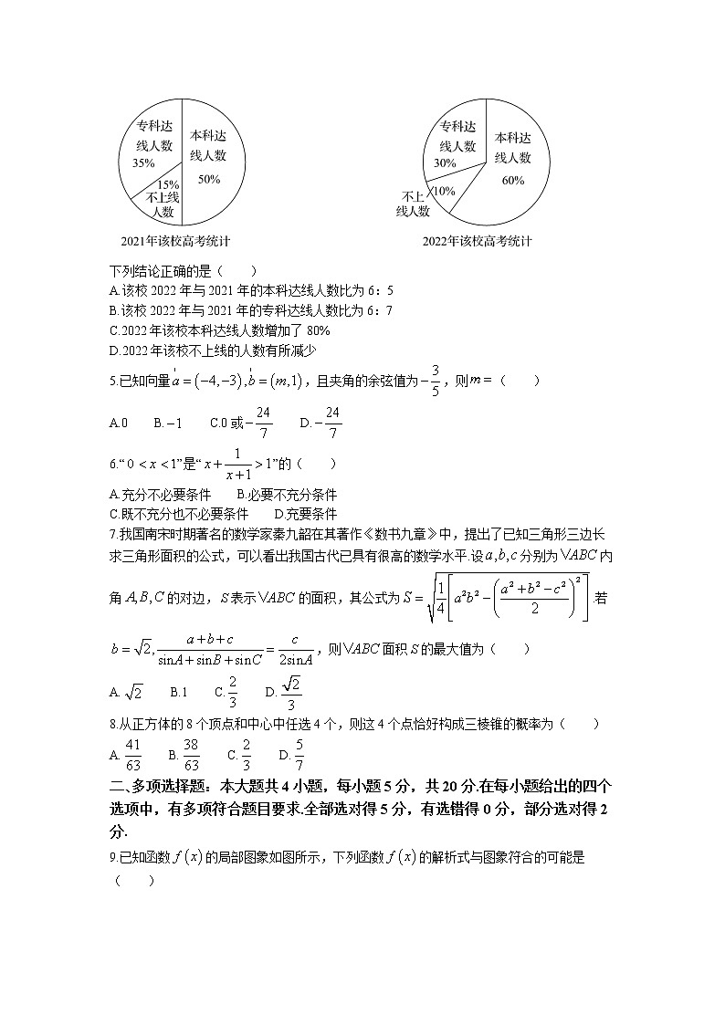 河北省邯郸市2023届高三上学期摸底数学试题02
