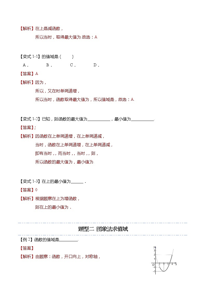 函数专题：函数值域的6种常用求法-【题型分类归纳】2022-2023学年高一数学上学期同步讲与练(人教A版2019必修第一册)（解析版）第3页