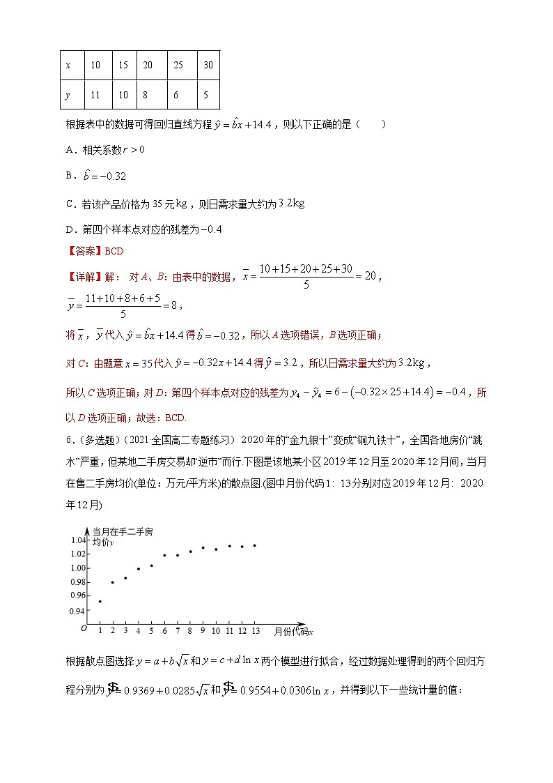 【新教材精创】8.2 一元线性回归模型及其应用  ---B提高练（解析版）第3页