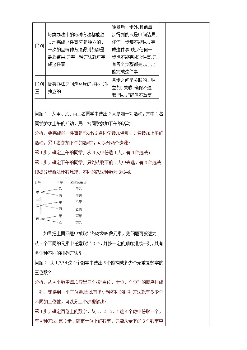 6.2.1 排列教学设计 -2022-2023学年上学期高二数学同步教学（人教A版（2019）选择性必修第三册）02