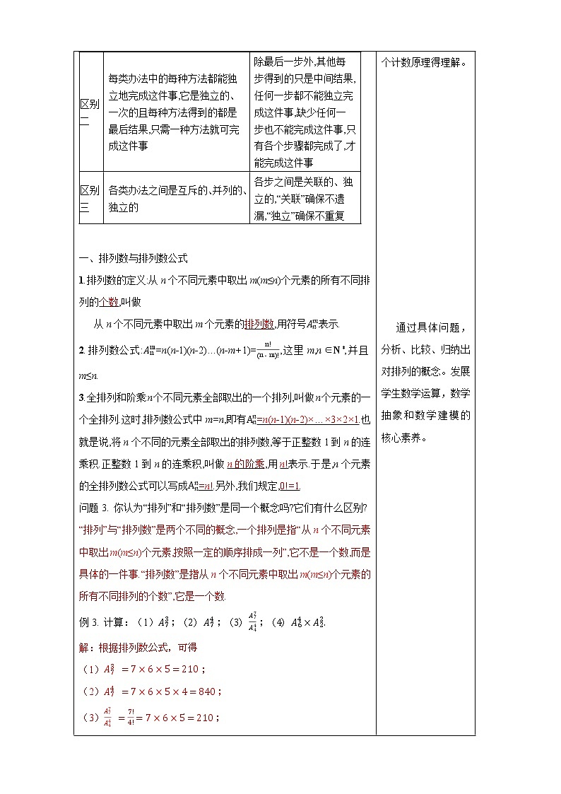 6.2.2排列数教学设计 -2022-2023学年上学期高二数学同步教学（人教A版（2019）选择性必修第三册）第2页