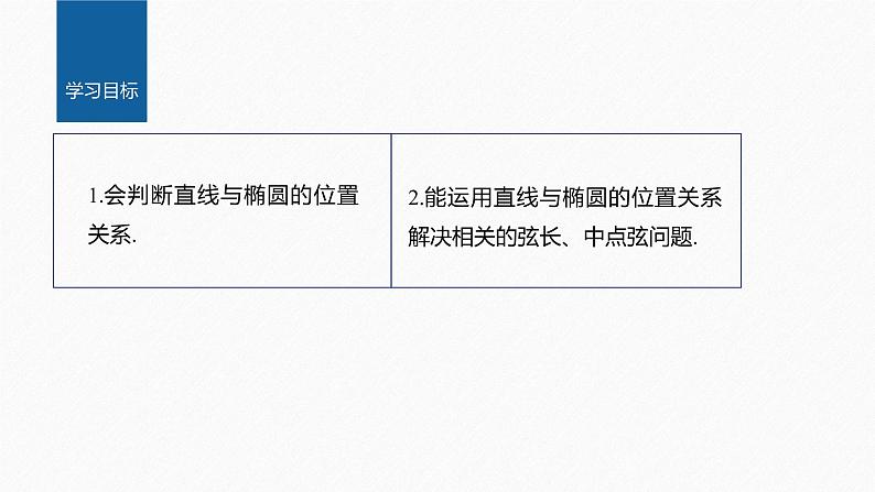 【最新版】新教材苏教版高中数学选择性必修一§3.1 习题课 直线与椭圆的位置关系【同步课件】第2页