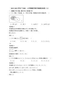 2022-2023学年广东高一上学期数学期中检测仿真卷（1）