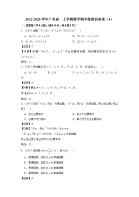 2022-2023学年广东高一上学期数学期中检测仿真卷（4）